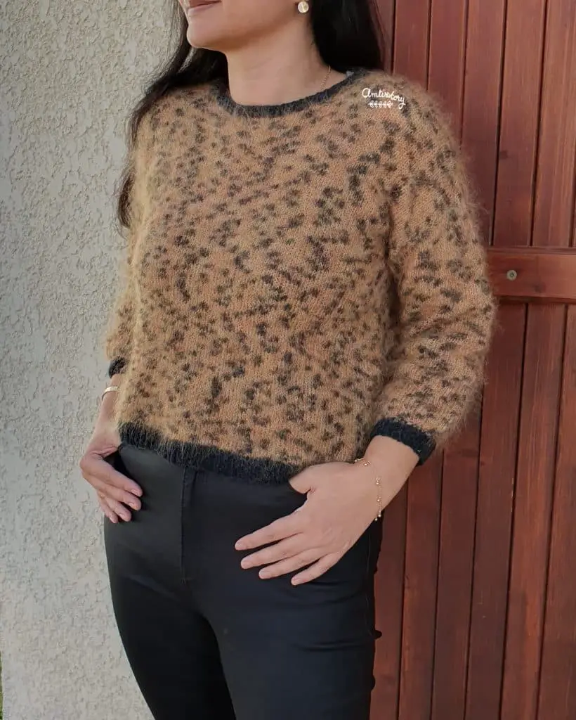 Pull savane effet léopard tricot 